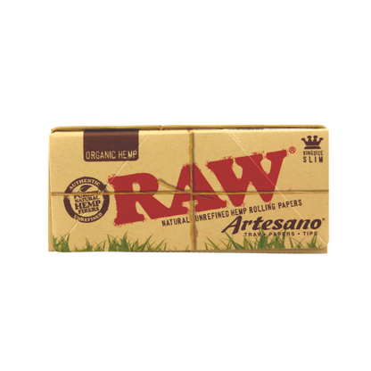 RAW Artesano Organic Hemp King Size Slim - 32 Blatt + Tips + Drehunterlage