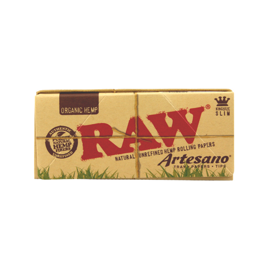 RAW Artesano Organic Hemp King Size Slim - 32 Blatt + Tips + Drehunterlage